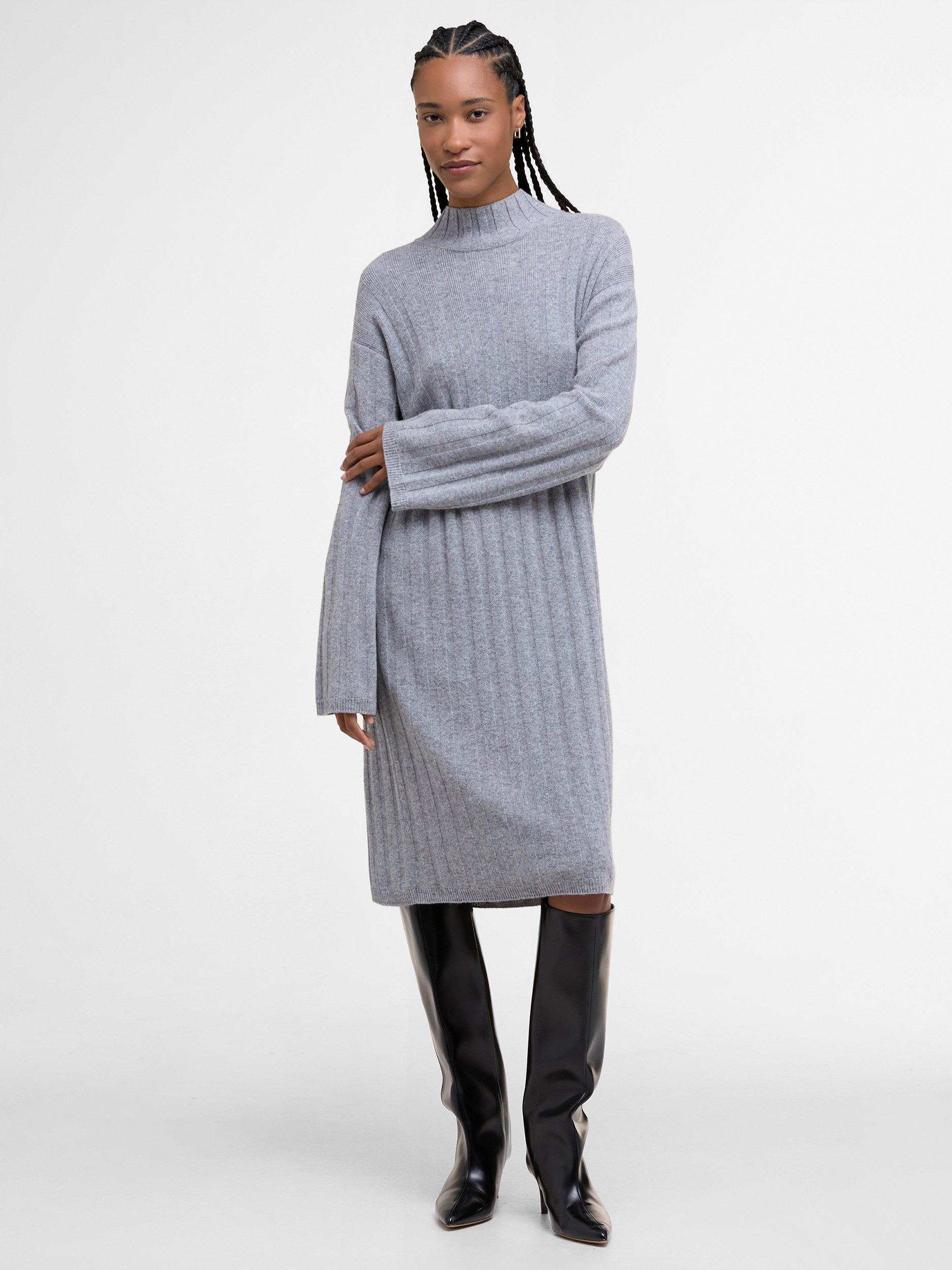 Product image 5 of 6, which shows Barbour Sophia Wool Blend Knitted Midi Dress , Light Grey, L