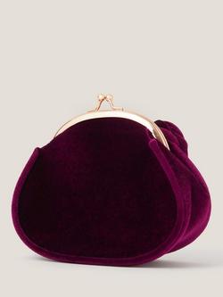 Monsoon Kdis' Rose Velvet Clip Frame Bag, Burgundy - view 2, Burgundy