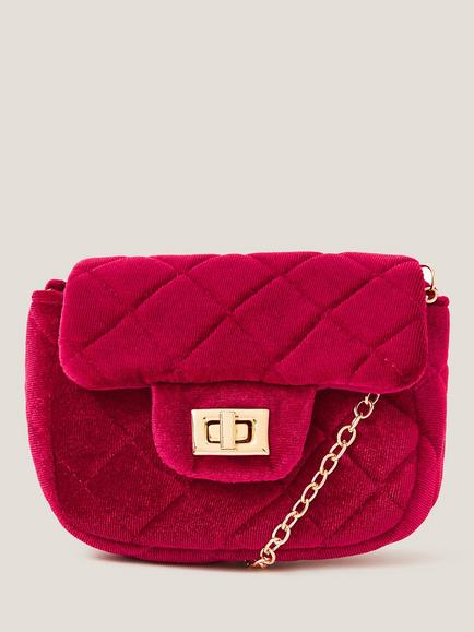 Monsoon Kids' Quilted Velvet Mini Bag, Red, Red