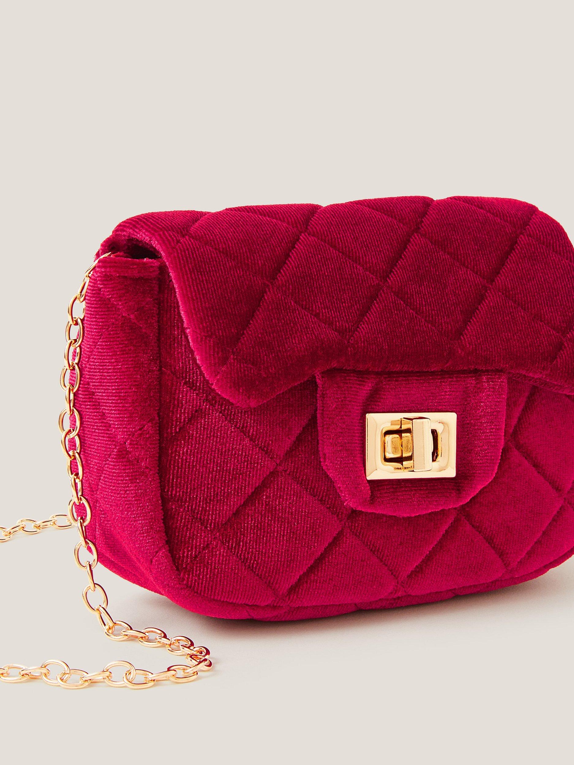 Product image 4 of 4, which shows Monsoon Kids' Quilted Velvet Mini Bag, Red, One Size