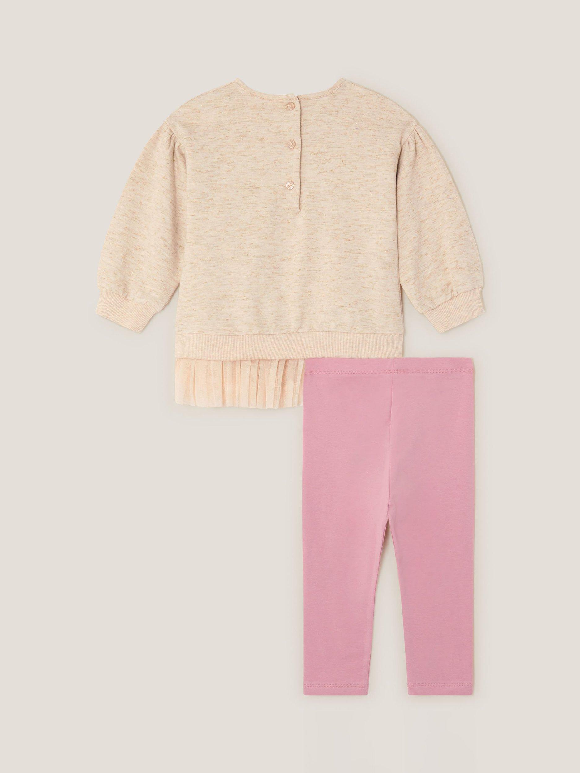 Product image 3 of 4, which shows Monsoon Baby Deer Sweatshirt & Leggings Set, Ivory, 0-3 months