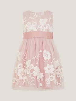 Monsoon Baby Alicia Embroidered Lace Dress, Pink - view 2, Pink
