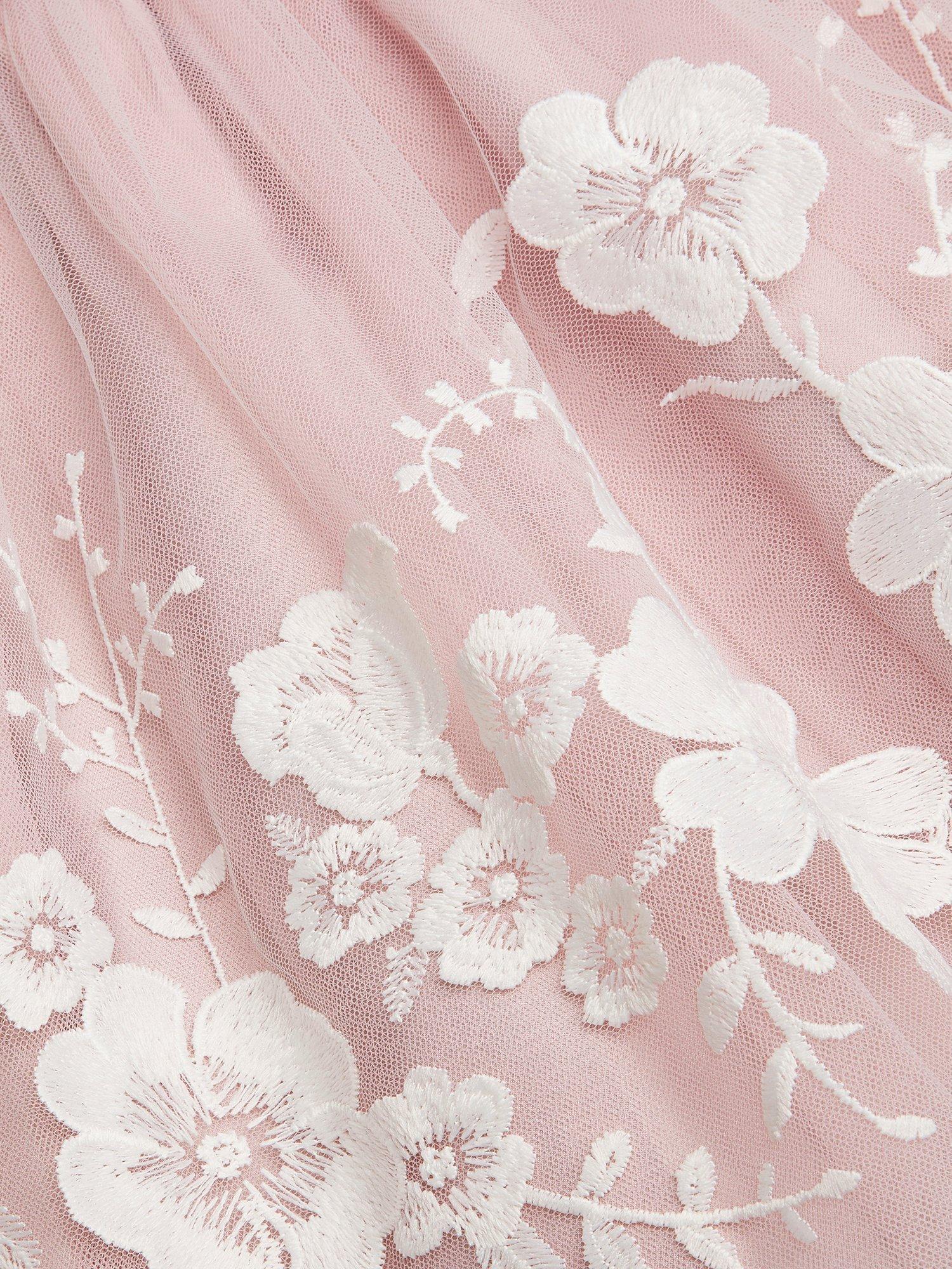 Monsoon Baby Alicia Embroidered Lace Dress, Pink