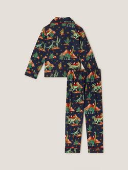 Monsoon Kids' Chrismas Dinosaur Pyjamas, Navy - view 2, Navy