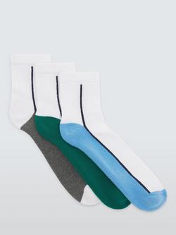 John Lewis Cotton Blend Quarter Socks, Pack of 3, White, White