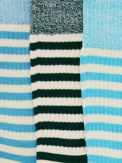 John Lewis Cotton Blend Stripe Boot Socks, Pack of 3, Blue Multi - view 2, Blue Multi