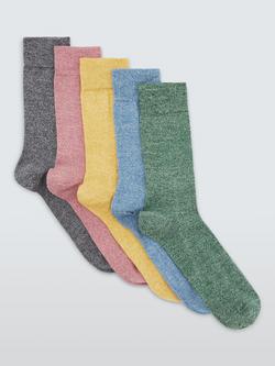 John Lewis Cotton Rich Crew Socks, Pack of 5, Multi, Multi