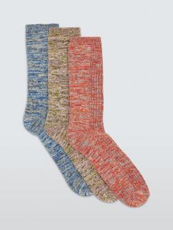John Lewis Organic Cotton Blend Ribbed Boot Socks, Pack of 3, Multi, Multi