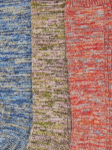 John Lewis Organic Cotton Blend Ribbed Boot Socks, Pack of 3, Multi - view 2, Multi
