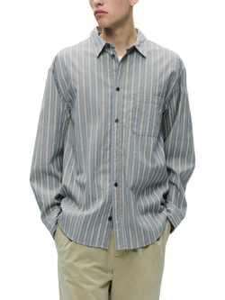 WOOD WOOD Carter Cotton Regular Fit Stripe Shirt, Vintage Blue Stripe, Vintage Blue Stripe