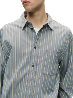 WOOD WOOD Carter Cotton Regular Fit Stripe Shirt, Vintage Blue Stripe - view 2, Vintage Blue Stripe
