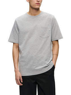 WOOD WOOD Bobby Cotton Regular Fit Short Sleeve Pocket T-Shirt, Light Melange Grey, Light Melange Grey