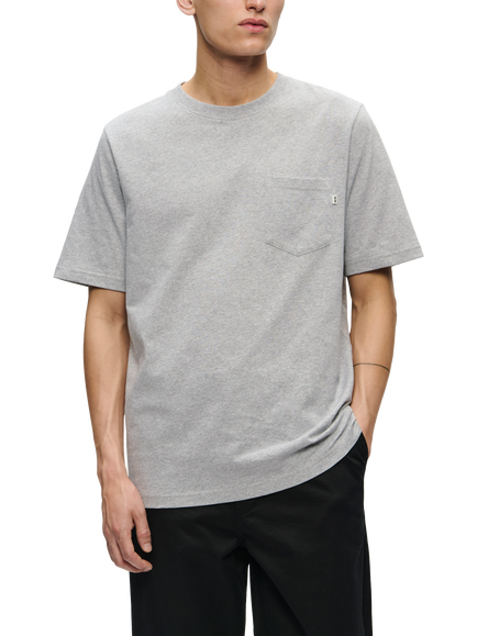 WOOD WOOD Bobby Cotton Regular Fit Short Sleeve Pocket T-Shirt, Light Melange Grey, Light Melange Grey