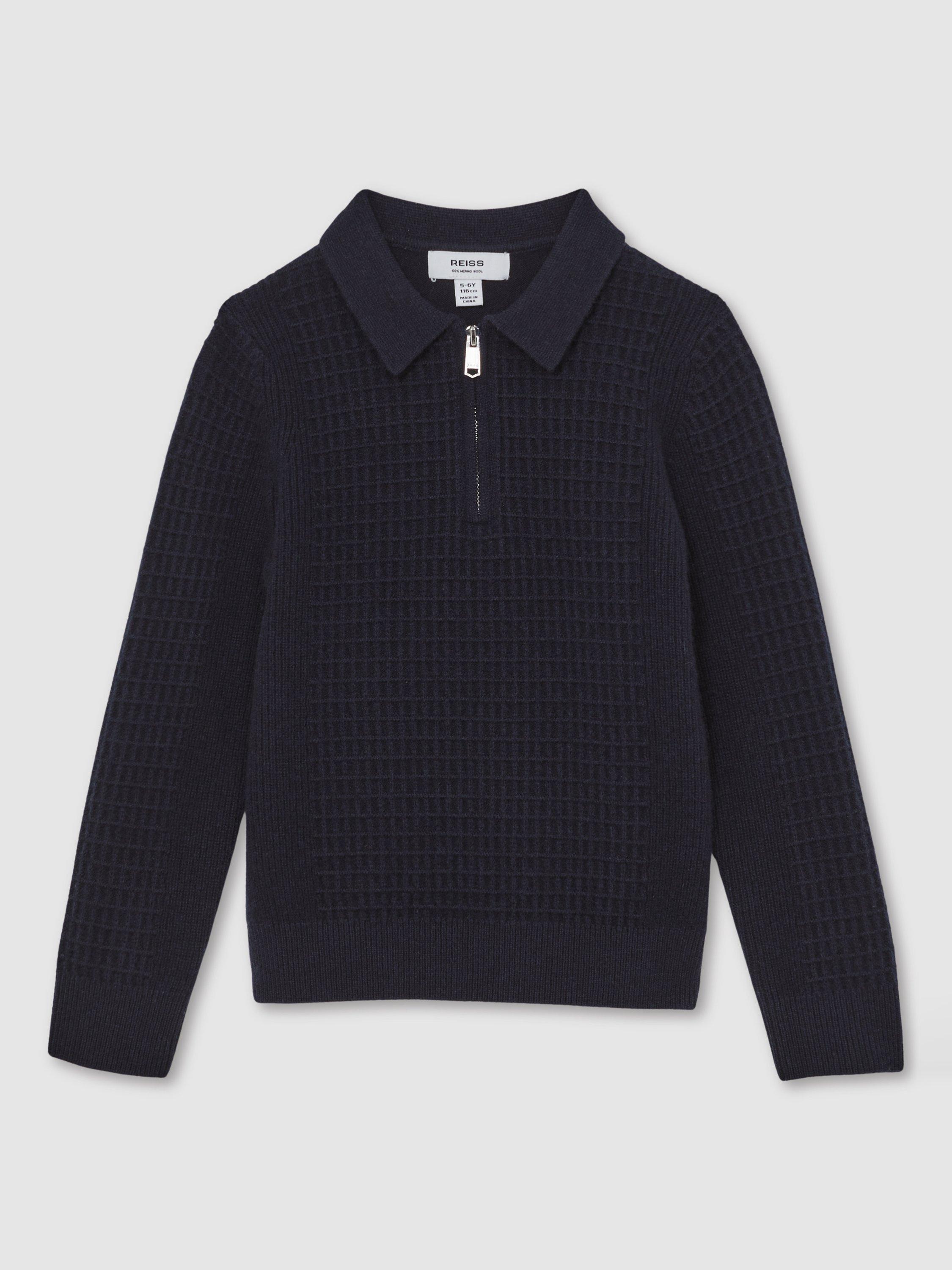 Product image 1 of 4, which shows Reiss Kids' Hamilton Zip Jumper, Navy, 4-5 years