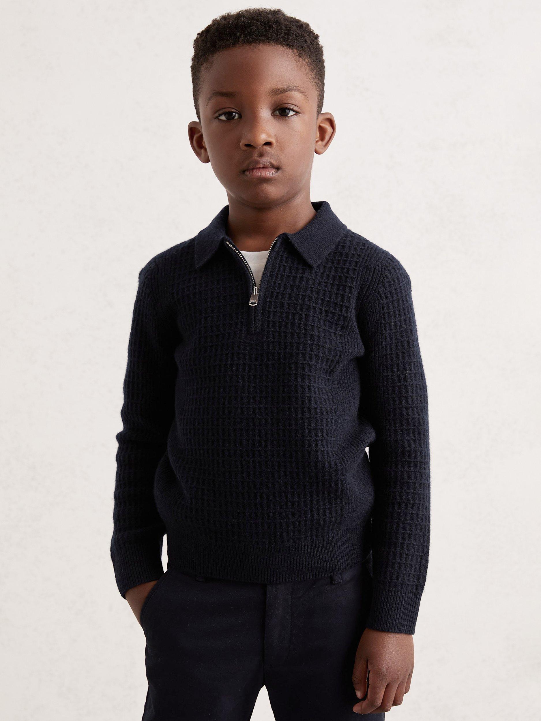 Product image 2 of 4, which shows Reiss Kids' Hamilton Zip Jumper, Navy, 4-5 years