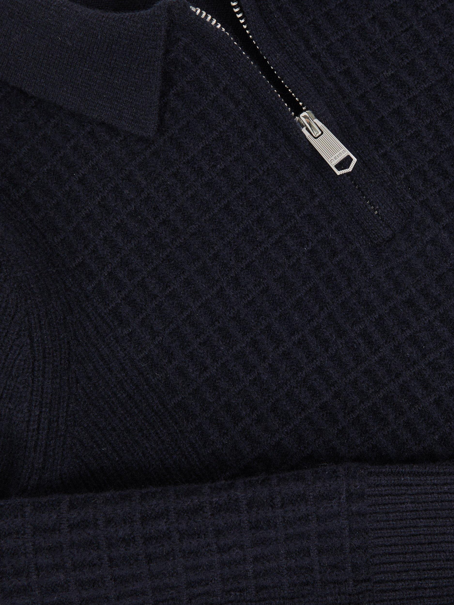 Product image 4 of 4, which shows Reiss Kids' Hamilton Zip Jumper, Navy, 4-5 years