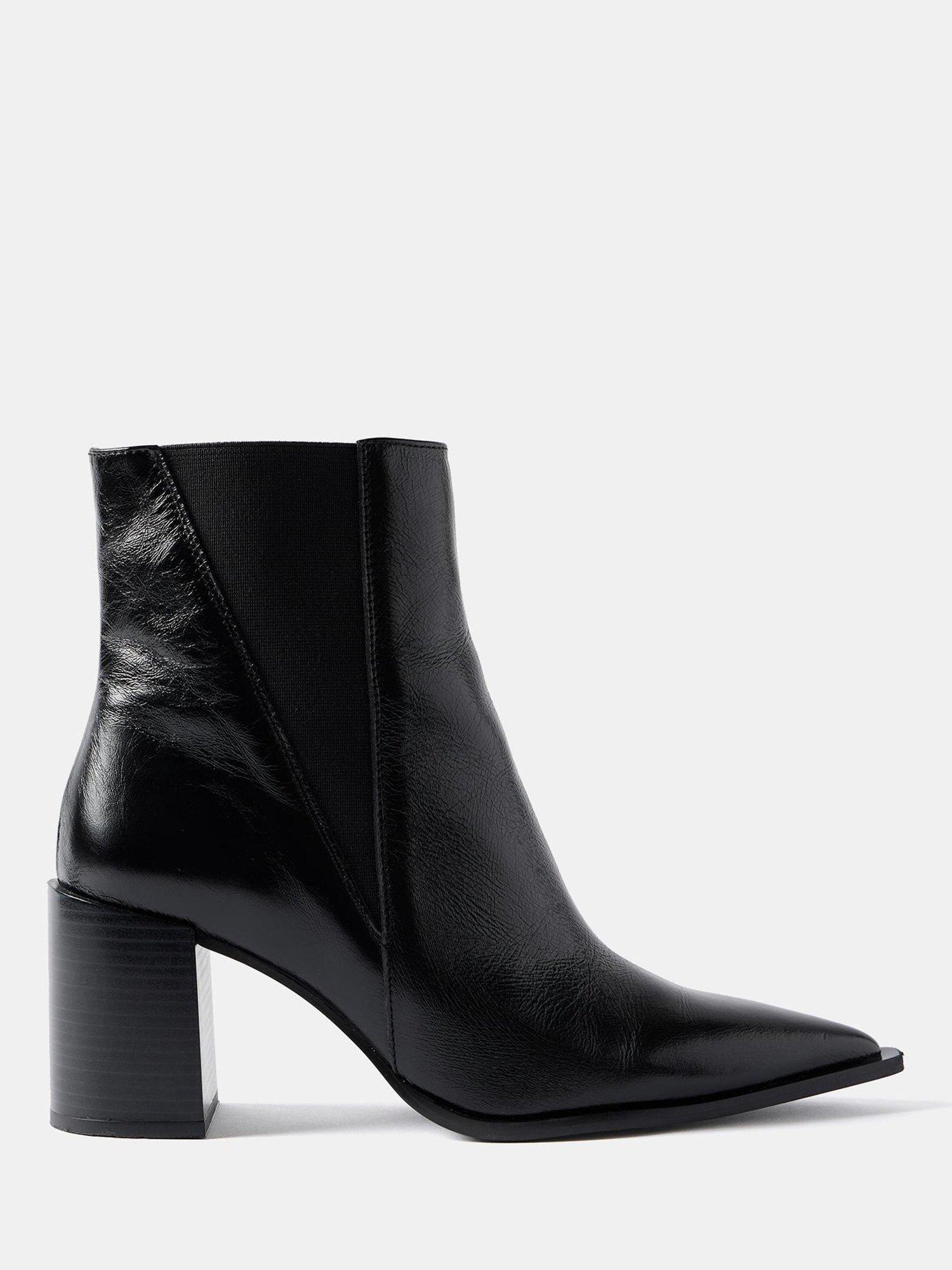 Mint Velvet Noa Patent Leather Ankle Boots, Black
