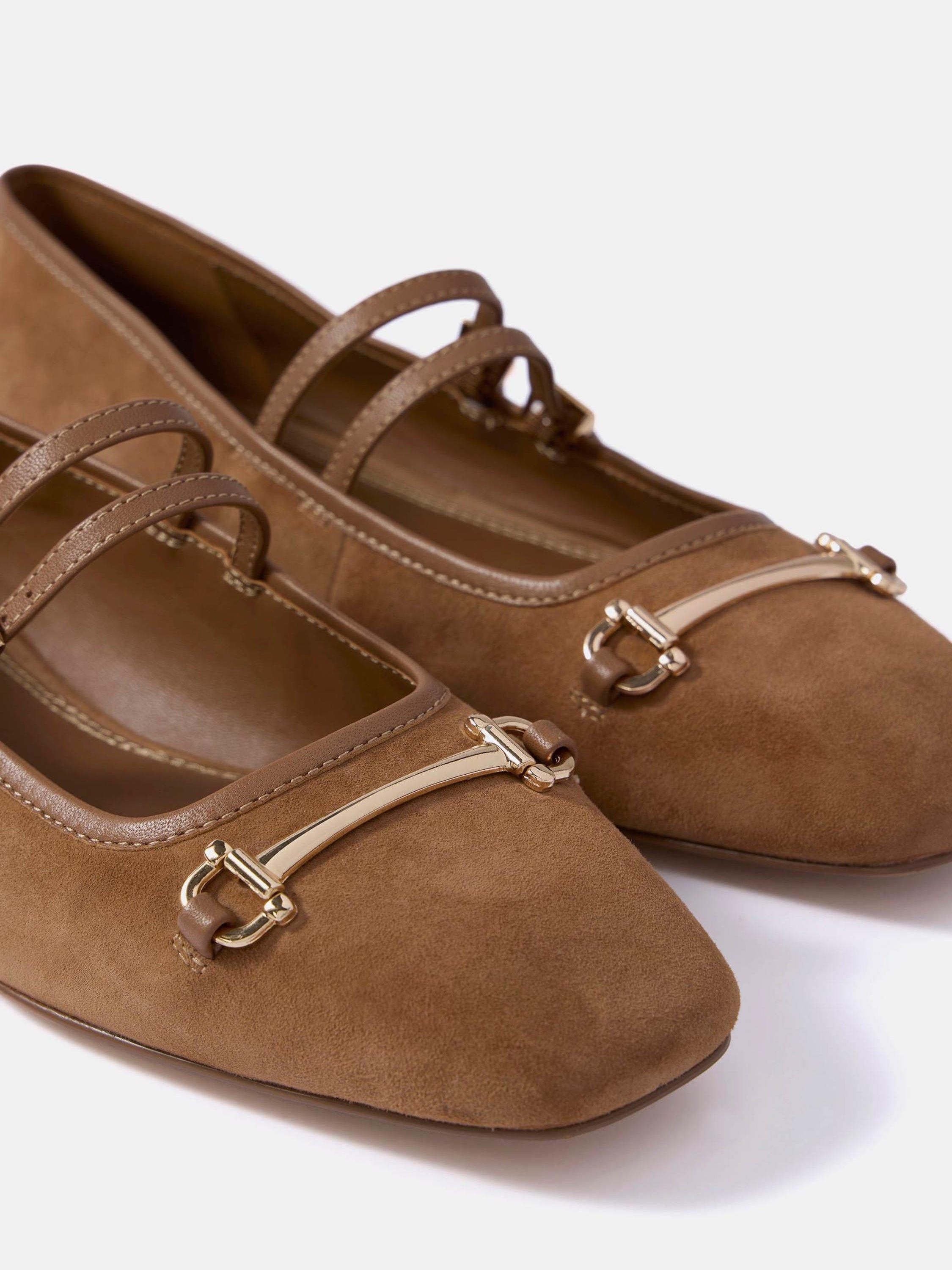 Product image 4 of 4, which shows Mint Velvet Suede Ballet Flat Pumps, Brown Tan, 5