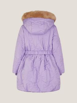 Monsoon Kids' Hooded Quilted Coat, Lilac - view 2, Lilac