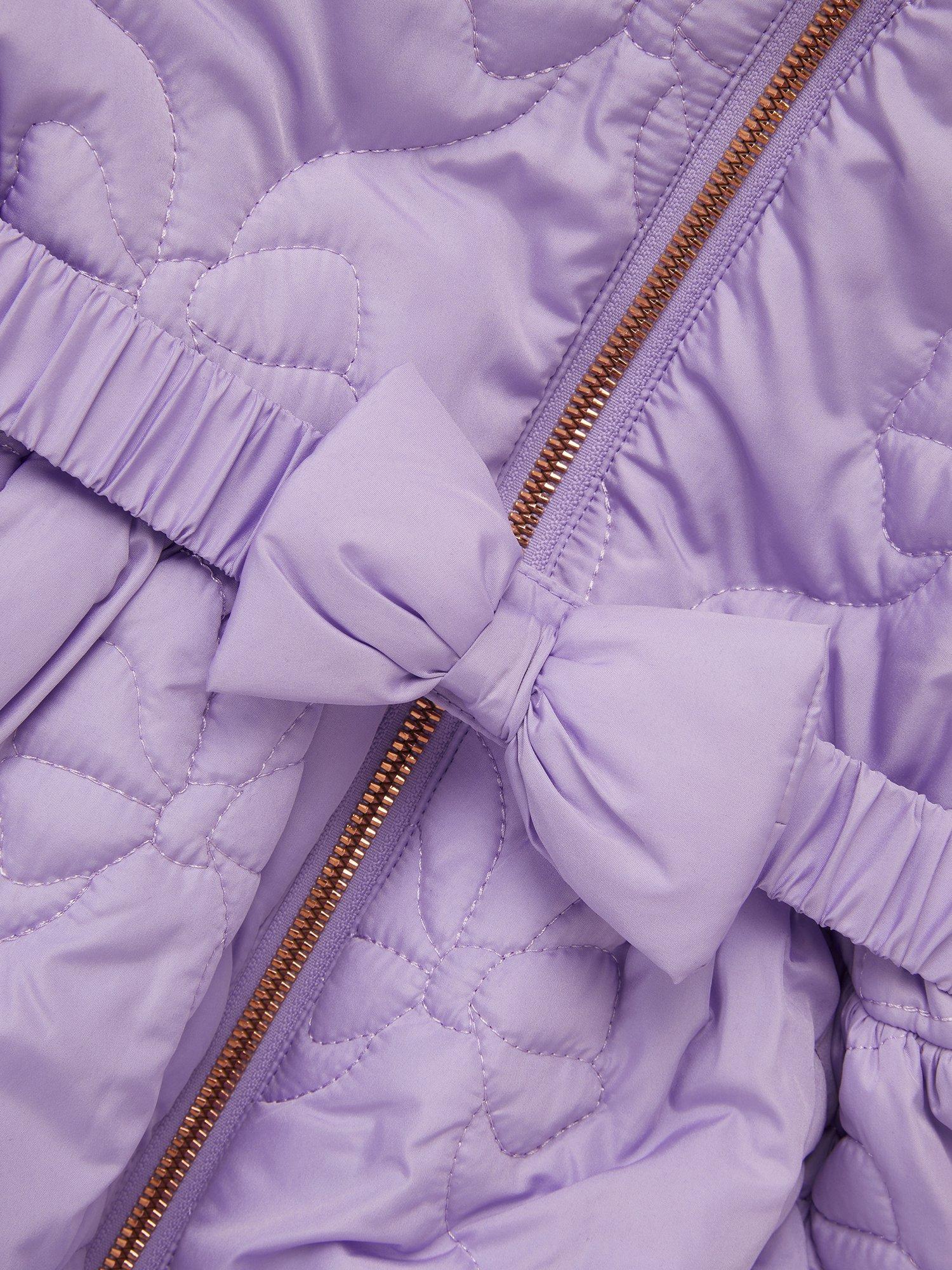 Product image 3 of 3, which shows Monsoon Kids' Hooded Quilted Coat, Lilac, 3-4 years
