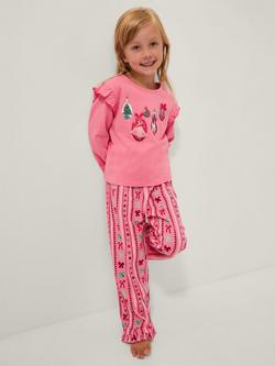 Monsoon Kids' Chrismas Pyjama Set, Pink, Pink