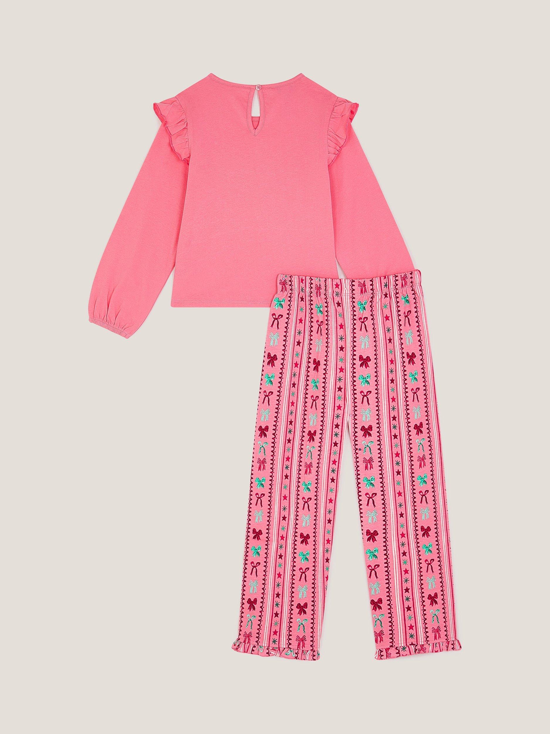 Product image 3 of 5, which shows Monsoon Kids' Chrismas Pyjama Set, Pink, 9-10 years