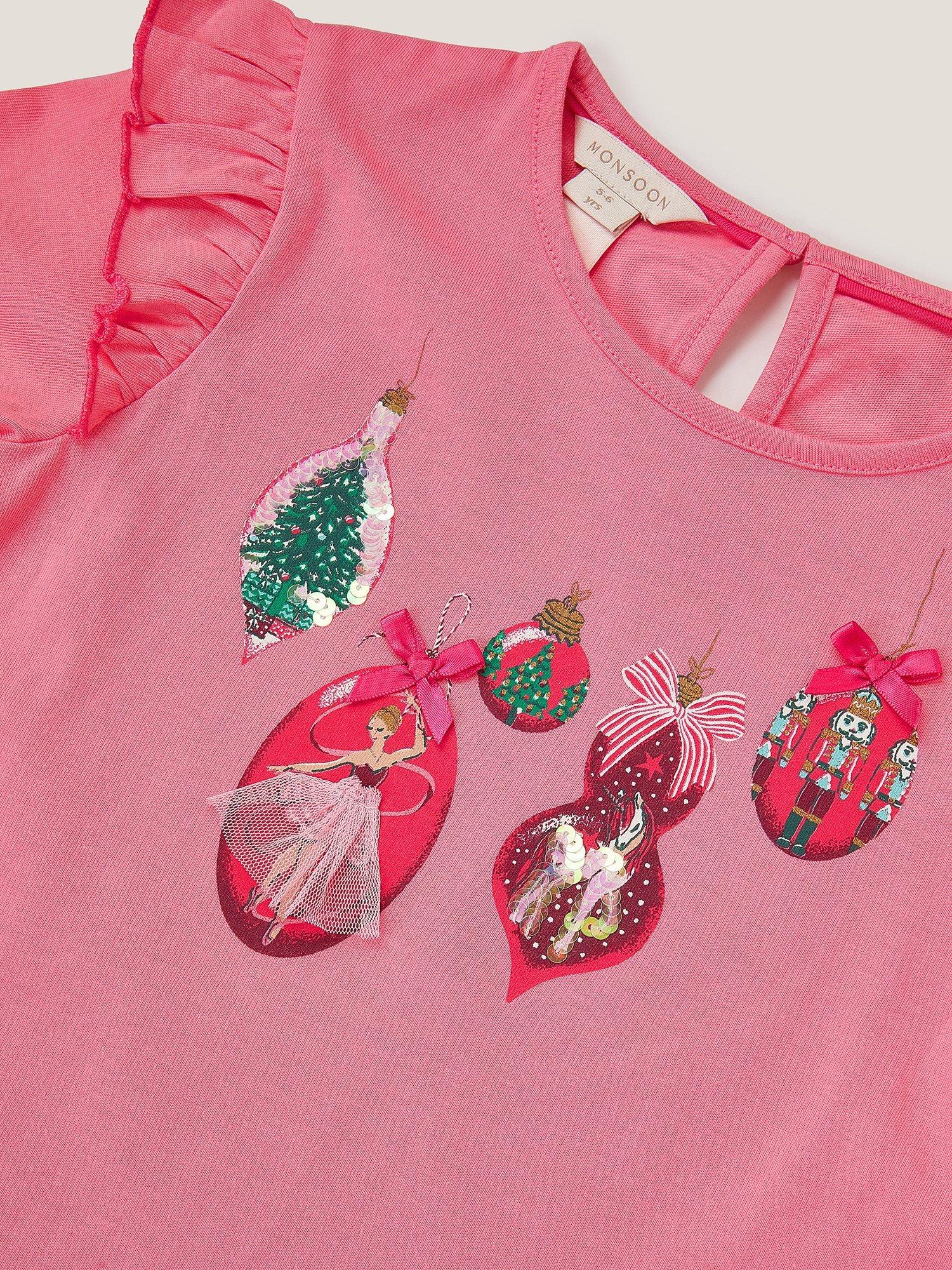 Product image 4 of 5, which shows Monsoon Kids' Chrismas Pyjama Set, Pink, 9-10 years