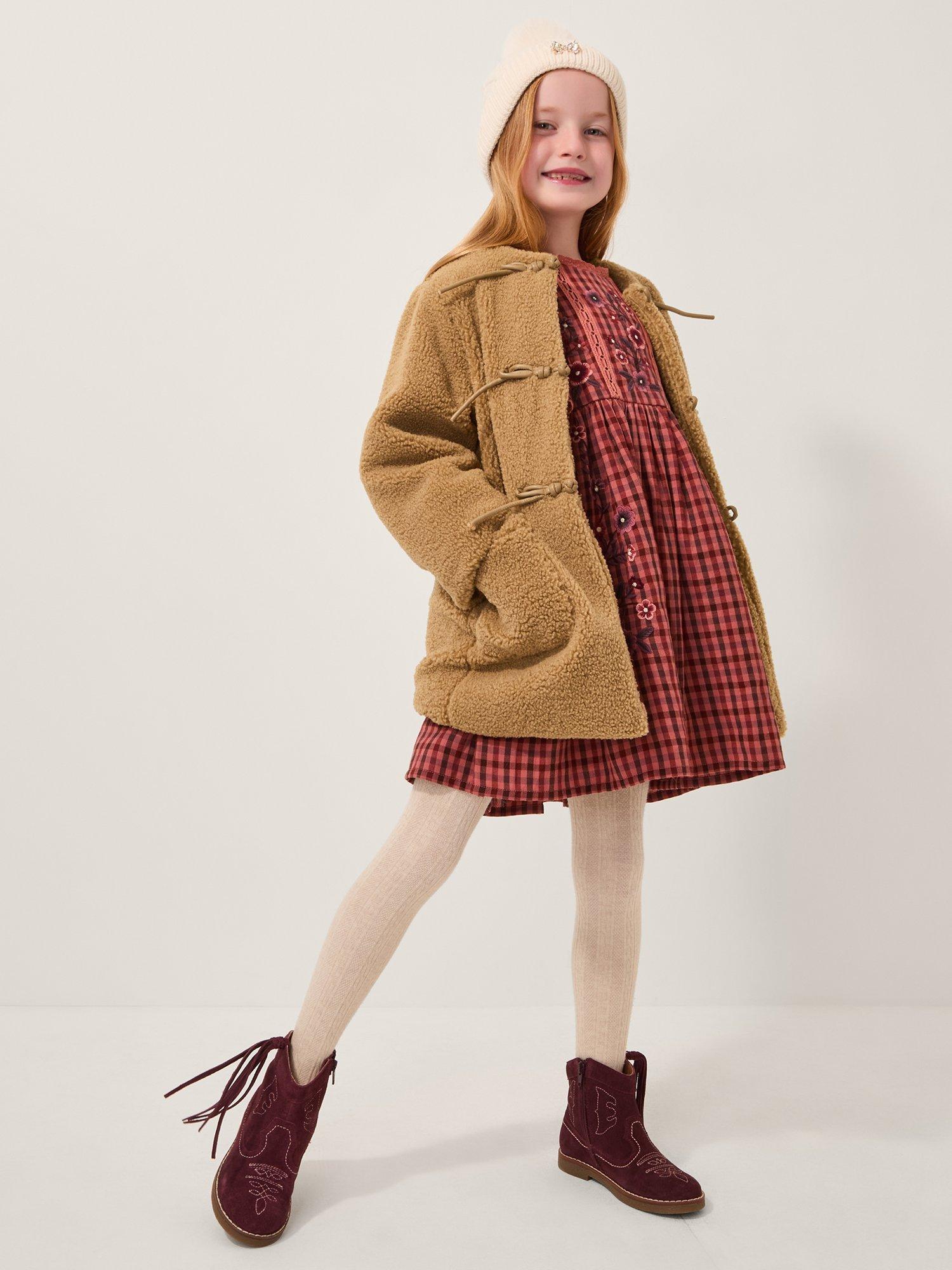 Product image 1 of 4, which shows Monsoon Kids' Borg Duffle Coat, Camel, 3-4 years