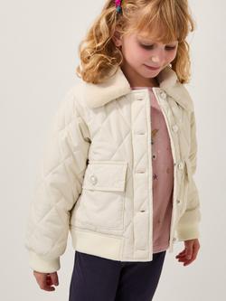 Monsoon Kids' Quilted Bomber Jacket, Cream