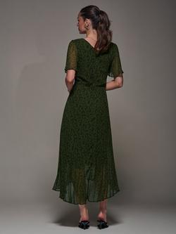 Jolie Moi Floral Chiffon Pleated Maxi Dress, Green - view 2, Green