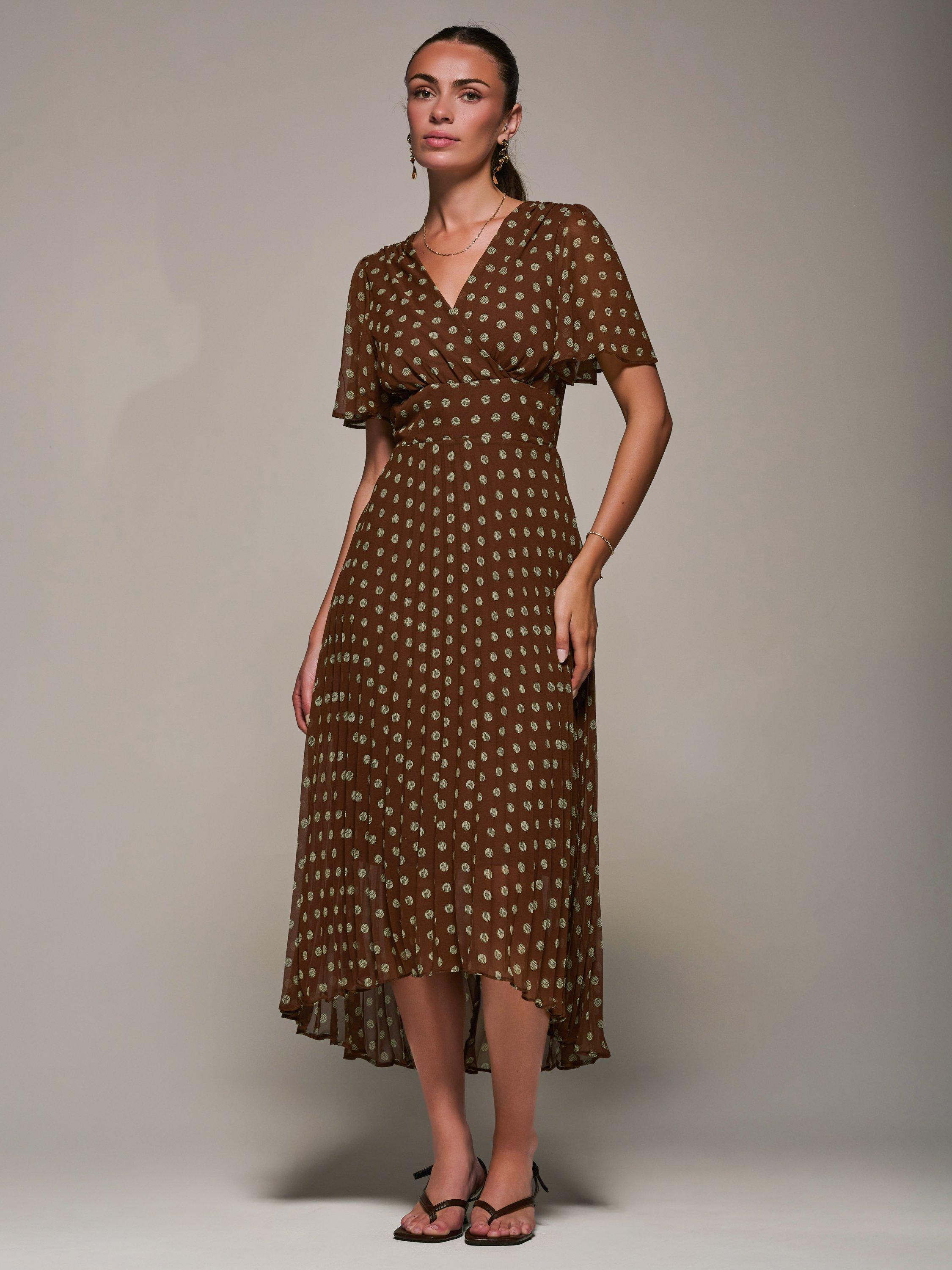 Polka Dot Dress Topshop Spot Pleat Dress Topshop Polka Dot Long Sleeve Dress  In Black Multi