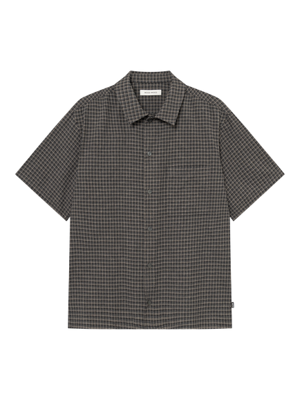 WOOD WOOD Carter Short Sleeve Shirt, Black Check, Black Check