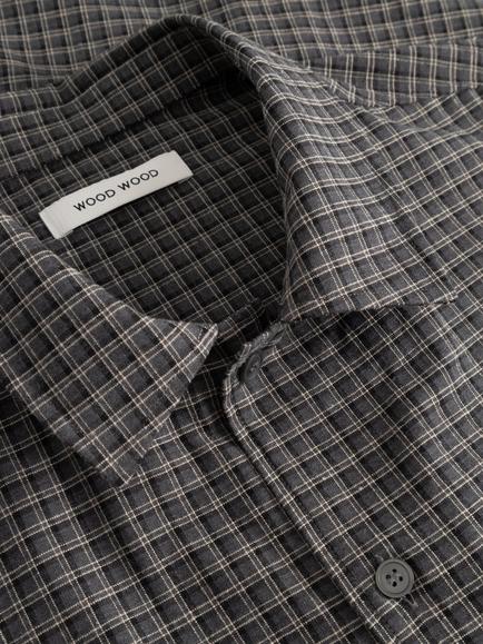 WOOD WOOD Carter Short Sleeve Shirt, Black Check - view 2, Black Check