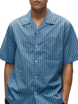 WOOD WOOD Nico Cotton Short Sleeve Shirt, Azurine Stripe - view 2, Azurine Stripe