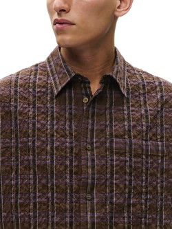 WOOD WOOD Nico Cotton Blend Long Sleeve Shirt, Desert Palm Check - view 2, Desert Palm Check