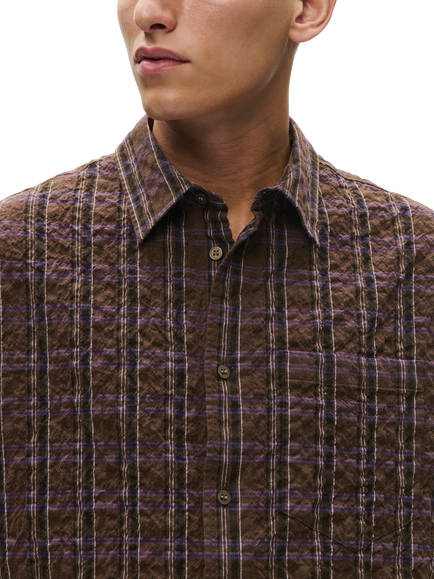 WOOD WOOD Nico Cotton Blend Long Sleeve Shirt, Desert Palm Check - view 2, Desert Palm Check