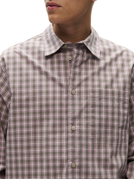 WOOD WOOD Nico Cotton Long Sleeve Shirt, Elderberry Check - view 2, Elderberry Check
