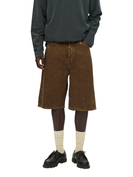 WOOD WOOD Boxy Fit Denim Shorts, Brown Marble, Brown Marble