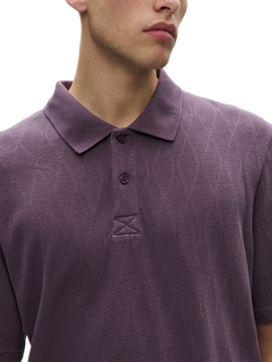 WOOD WOOD Cotton Regular Fit Short Sleeve Knitted Polo Shirt, Vintage Violet - view 2, Vintage Violet