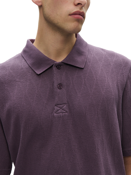 WOOD WOOD Cotton Regular Fit Short Sleeve Knitted Polo Shirt, Vintage Violet - view 2, Vintage Violet