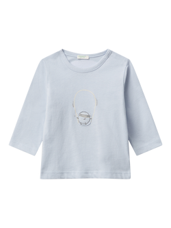 Benetton Baby Cotton Long Sleeve Graphic T-Shirt, Blue, Blue