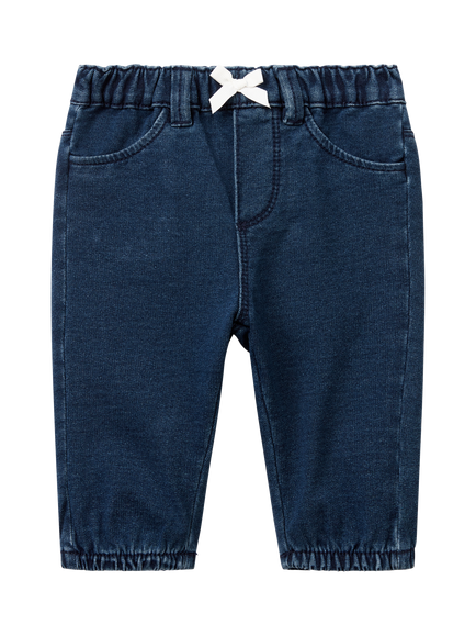 Benetton Baby Denim Fleece Straight Trousers, Blue, Blue