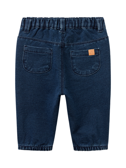 Benetton Baby Denim Fleece Straight Trousers, Blue - view 2, Blue