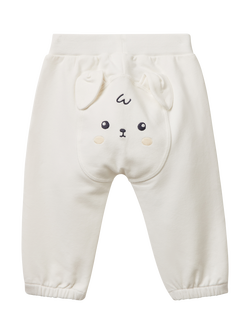 Benetton Kids' Cotton Blend 3D Tapered Joggers - view 2, White