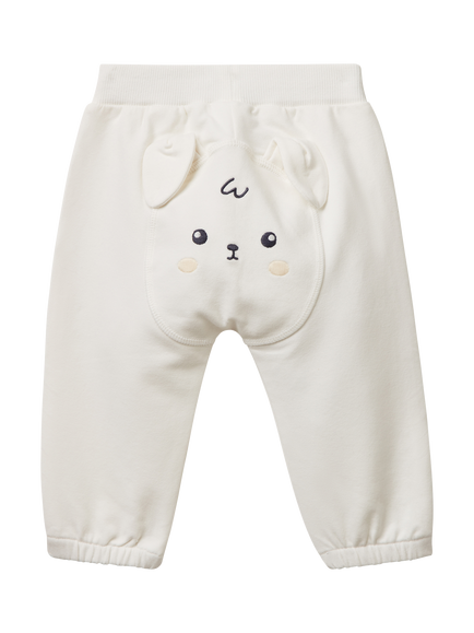 Benetton Kids' Cotton Blend 3D Tapered Joggers - view 2, White