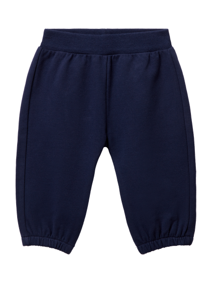 Benetton Kids' Cotton Blend 3D Tapered Joggers, Navy