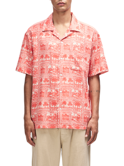 Deus ex Machina Cotton Regular Fit Mail-Man Graphic Revere Collar Shirt, Red, Red