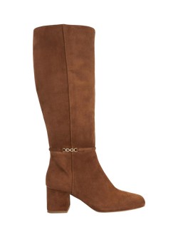 Dune London Sanna Wide Fit Knee High Leather Boots, Tan