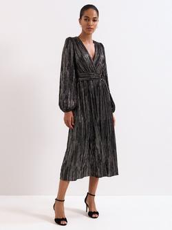 Phase Eight Emre Metallic Stripe Dress, Black/Multi, Black/Multi