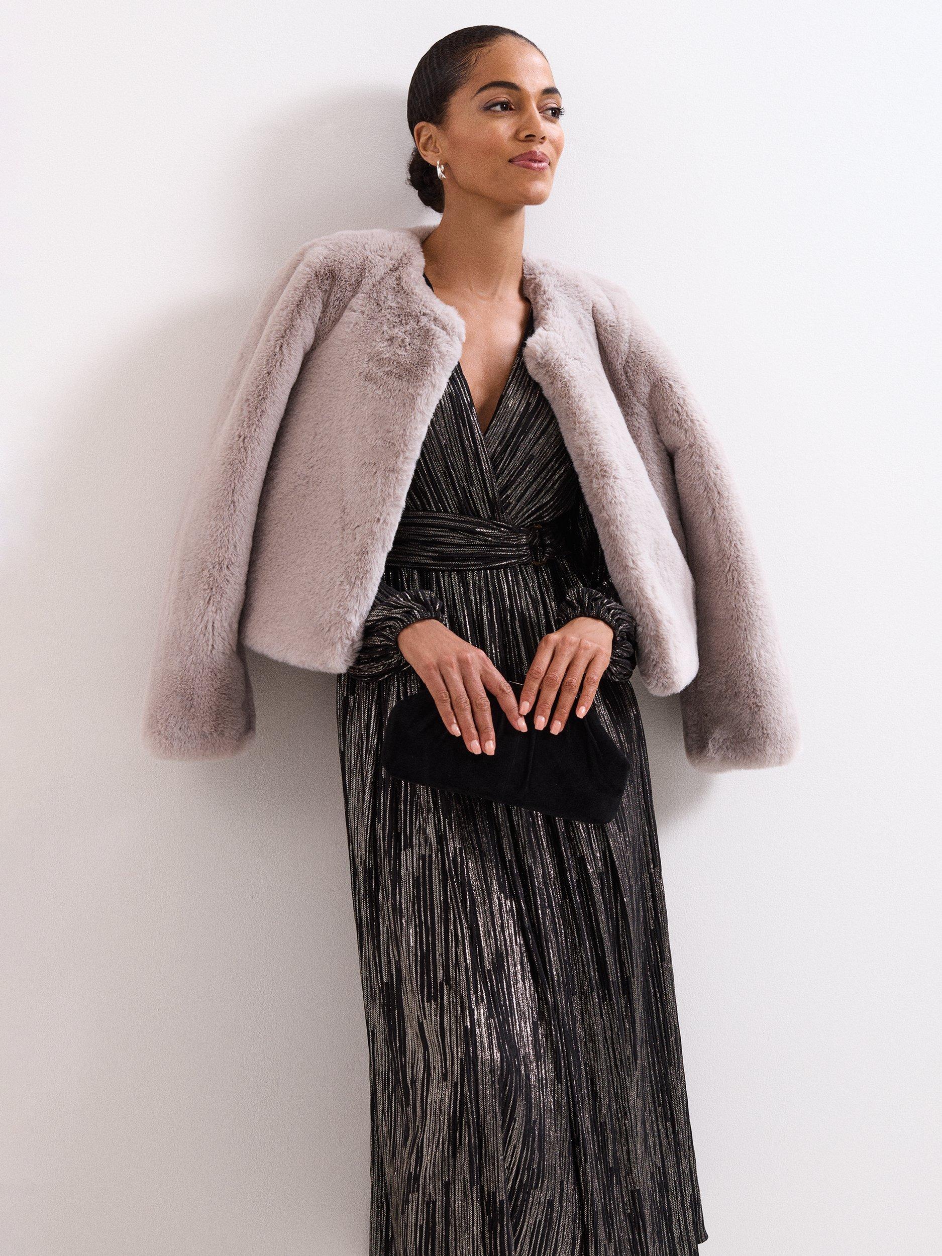 Product image 9 of 9, which shows Phase Eight Emre Metallic Stripe Dress, Black/Multi, 10